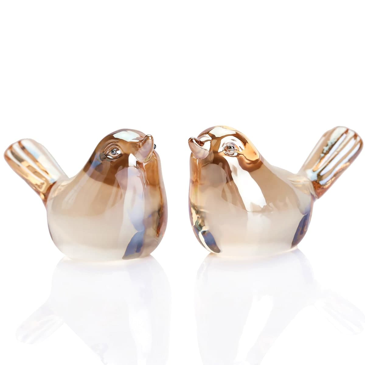 Reyife Small Bird Figurines Home Decor Glass Crystal Bird Statue (Gold)