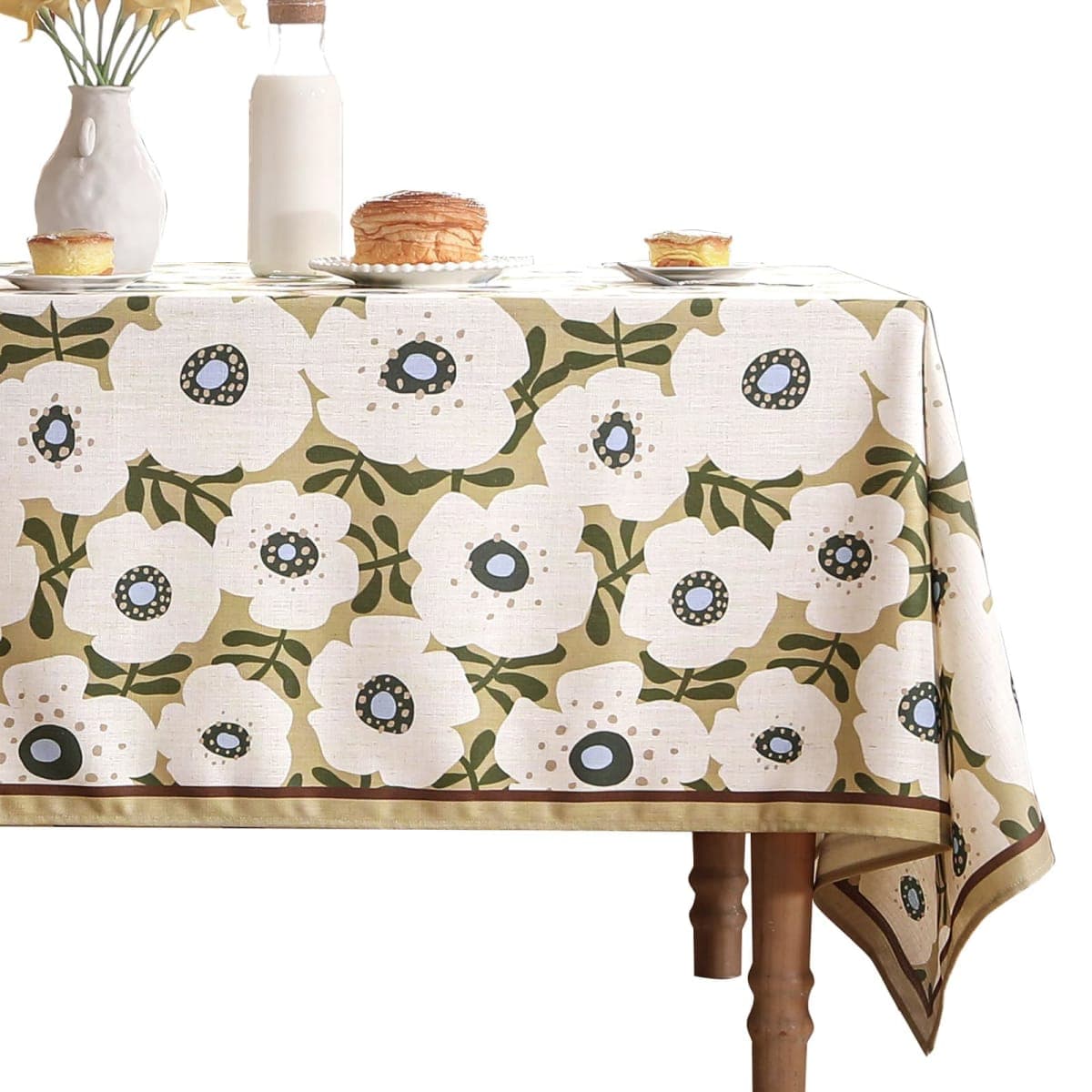 bilin gaier Designer French Linen Tablecloth Rectangular,94"x63"-Hidaka