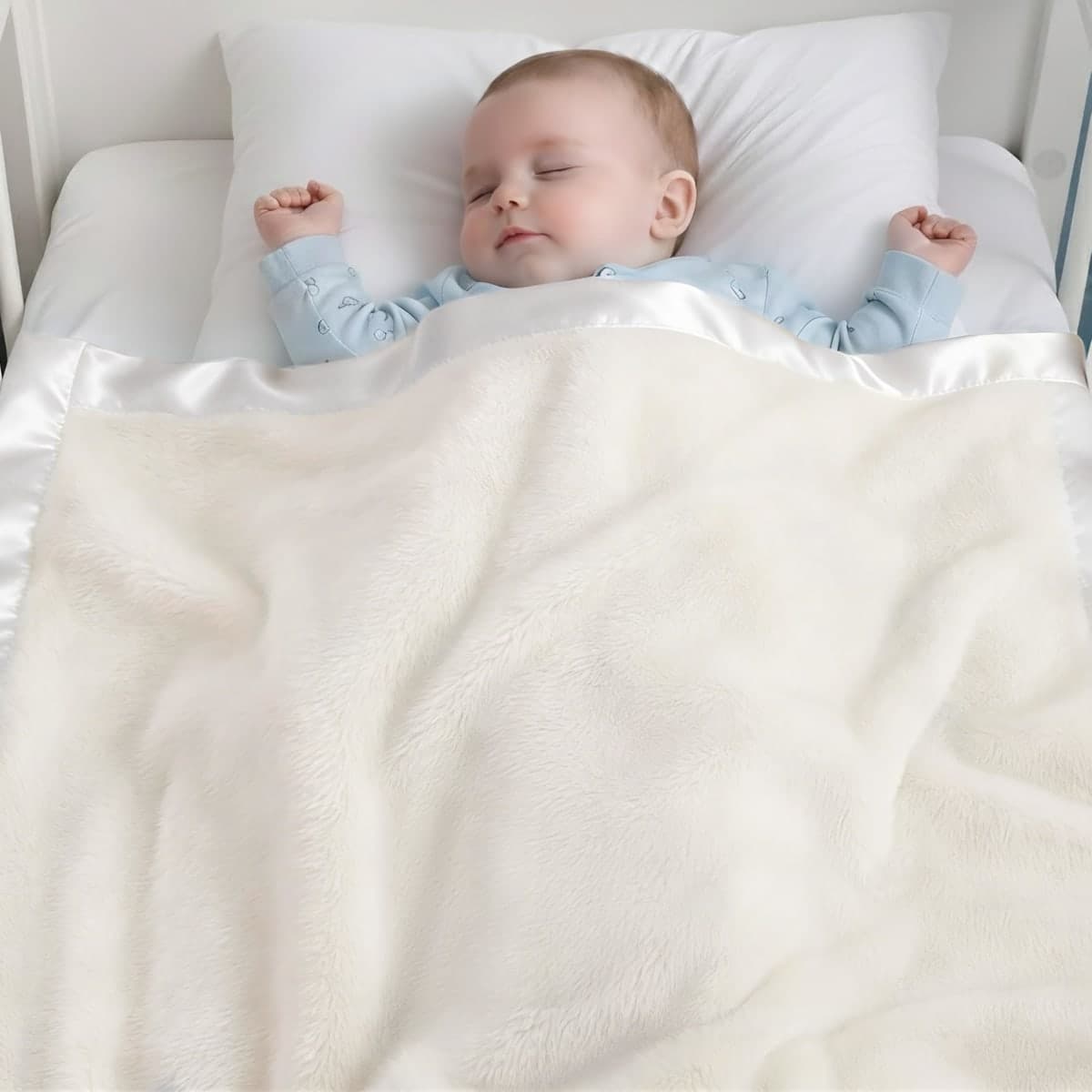 Pro Goleem Fleece Baby Blanket with 2 Inch Satin Trim Soft Anti-Static Plush Blanket for Boys and Girls Christmas Baby Gifts for Babies 30''x40''，White