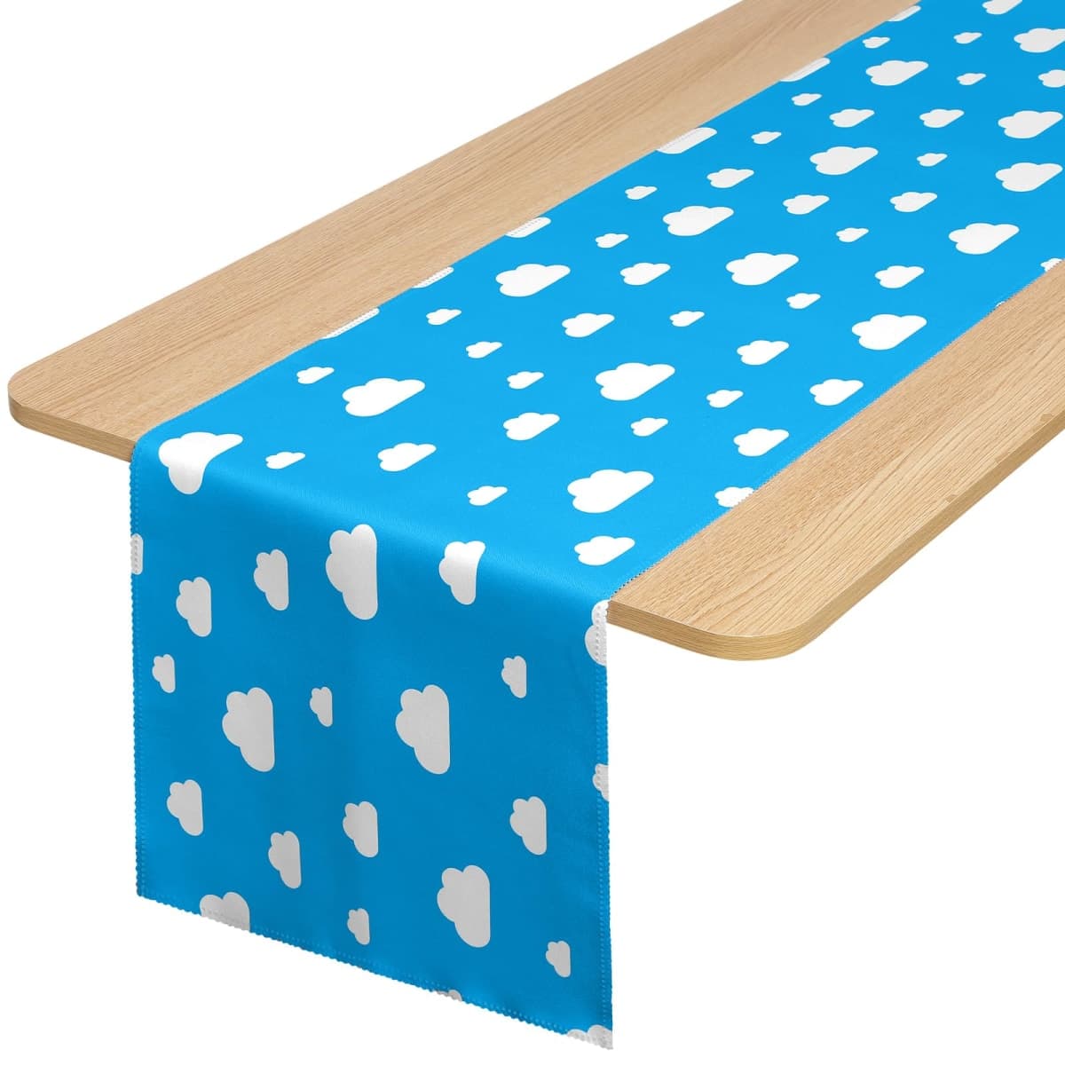 Oudain Cartoon Story Table Runner 13 x 72 Inch Blue Sky White Cloud Tablecloth Party Supplies Table Decor for Baby Shower Boy Girl Birthday Party Decorations (6 Pcs)