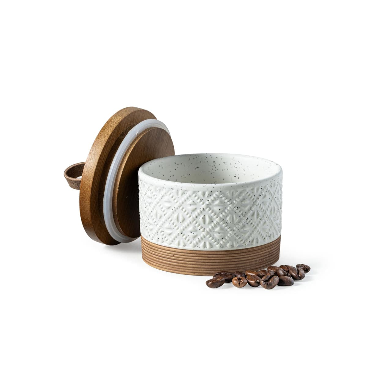Miamolo Small Ceramic Jar with Lid, Coffee Container Kitchen Food Storage Jars for Spice Sugar Candy Matcha, Mini Kitchen Spice Jars for Counter, Home, Pantry - White & 5oz