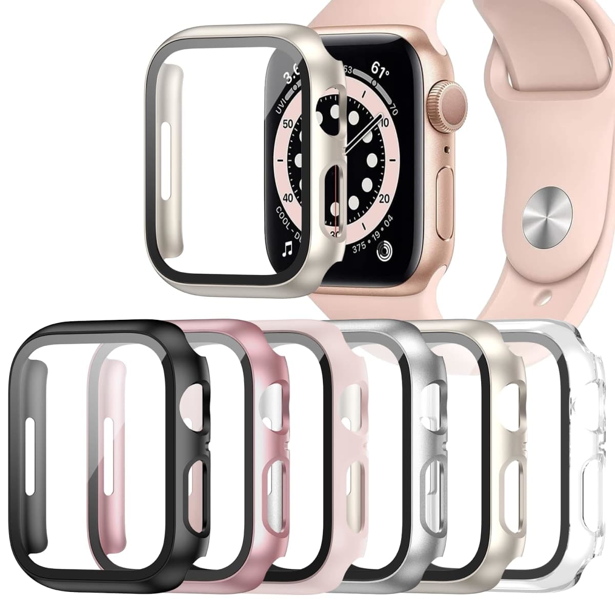 Landhoo 6 Pack Case for Apple Watch 41mm 9 8 7 with Screen Protector