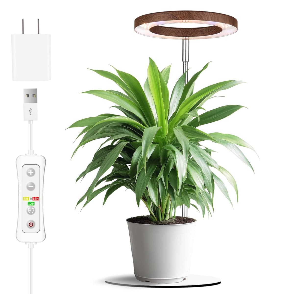 yadoker Plant Grow Light for Indoor Plant,Desk LED Grow Light,Height Adjustable,Automatic Timer with 8/12/16 Hours,10-Level Brightness,Ideal for Small Plant Grow