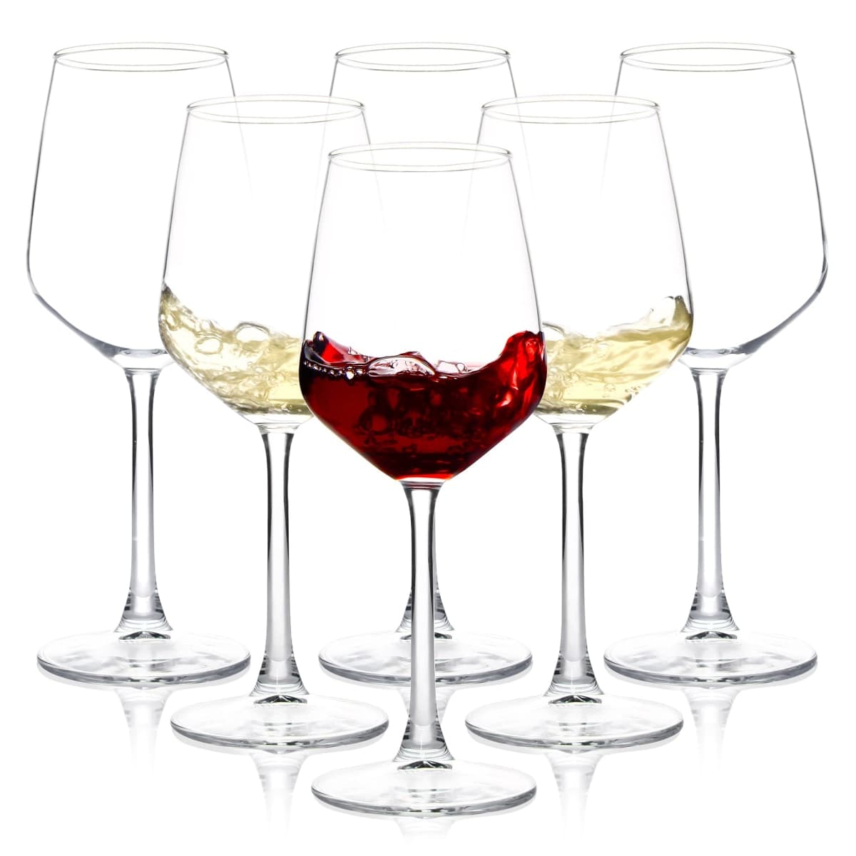 Wine Glasses Set of 12, 12oz Clear Red/White Wine Cup, Long Stem Wine Glasses for Party, Wedding and Home