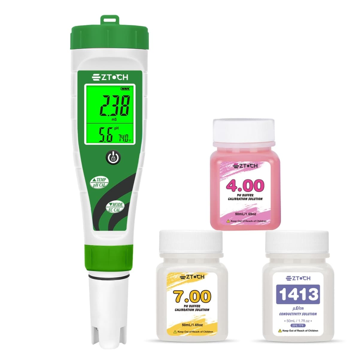 EZTOCH pH EC Meter for Hydroponic, pH EC PPM Meter with Simultaneous Display for Reservoir Nutrient Solution, pH TDS Meter for Water Hydroponic DWC System Setup, Measure Conductivity for Aquaponics