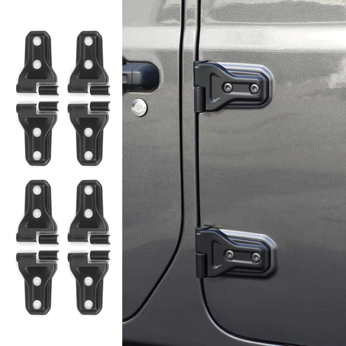 RT-TCZ Jeep Hinge Cover Trim - Front & Rear Door Hinges, Exterior Decoration Accessories - Compatible with Jeep Wrangler JL Unlimited 4-Door & Gladiator JT 2018-2024, 8Pack, Matte Black