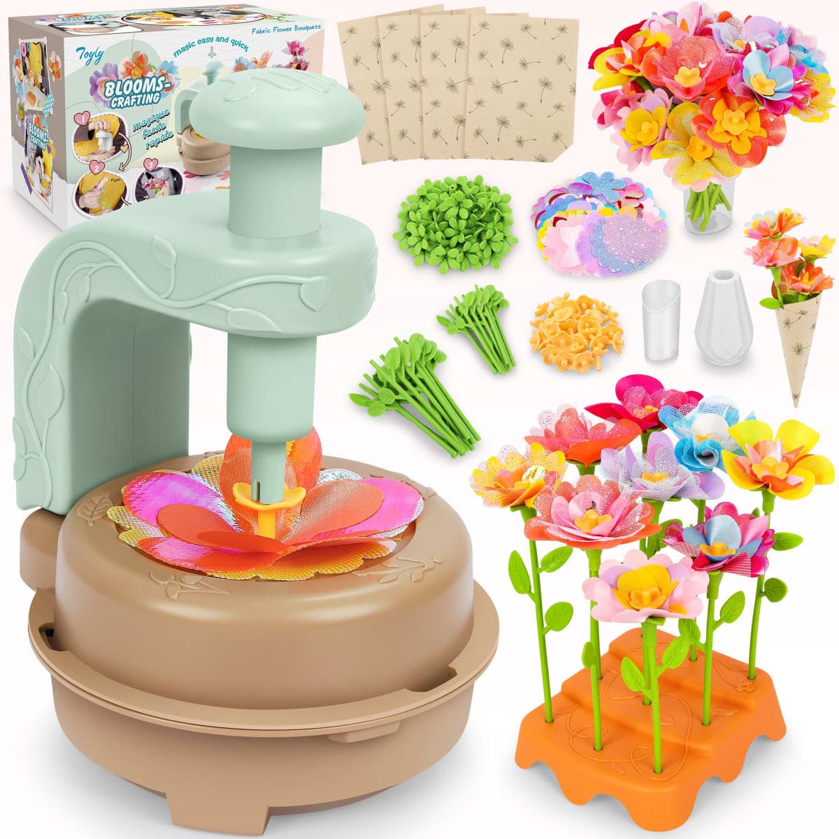 DIY Fabric Flower Bouquet Craft Kit, Educational Toy Gift Girls Toddlers 4+