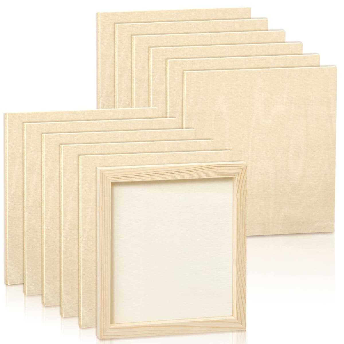 Kathfly 12 Pcs 8 x 8'' Wood Panel Boards, Unfinished Wood Canvas Panels for Painting Crafts DIY Drawing Pouring Art Projects