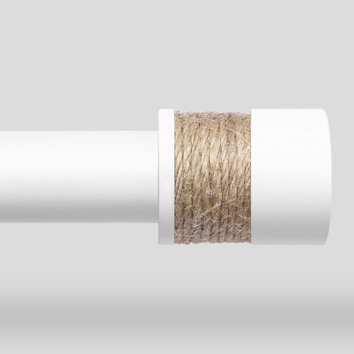 White Boho Curtain Rods for Windows, 1" Adjustable Decorative Heavy Duty Window Treatment Rods with Twine End Cap Finials, Rustic Farmhouse Drapery Pole 48 to 84 inch for Bedroom