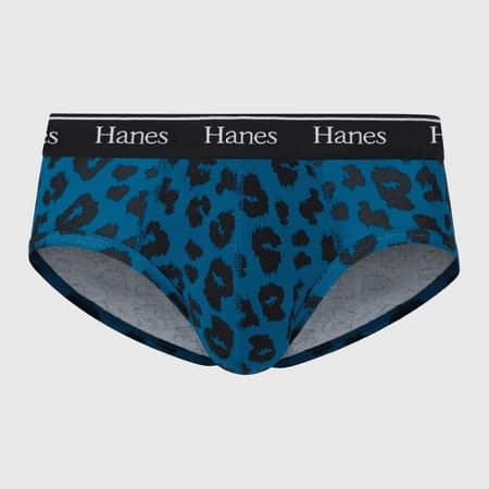 Hanes Originals Premium Men s Briefs - Blue Leopard Print  Large
