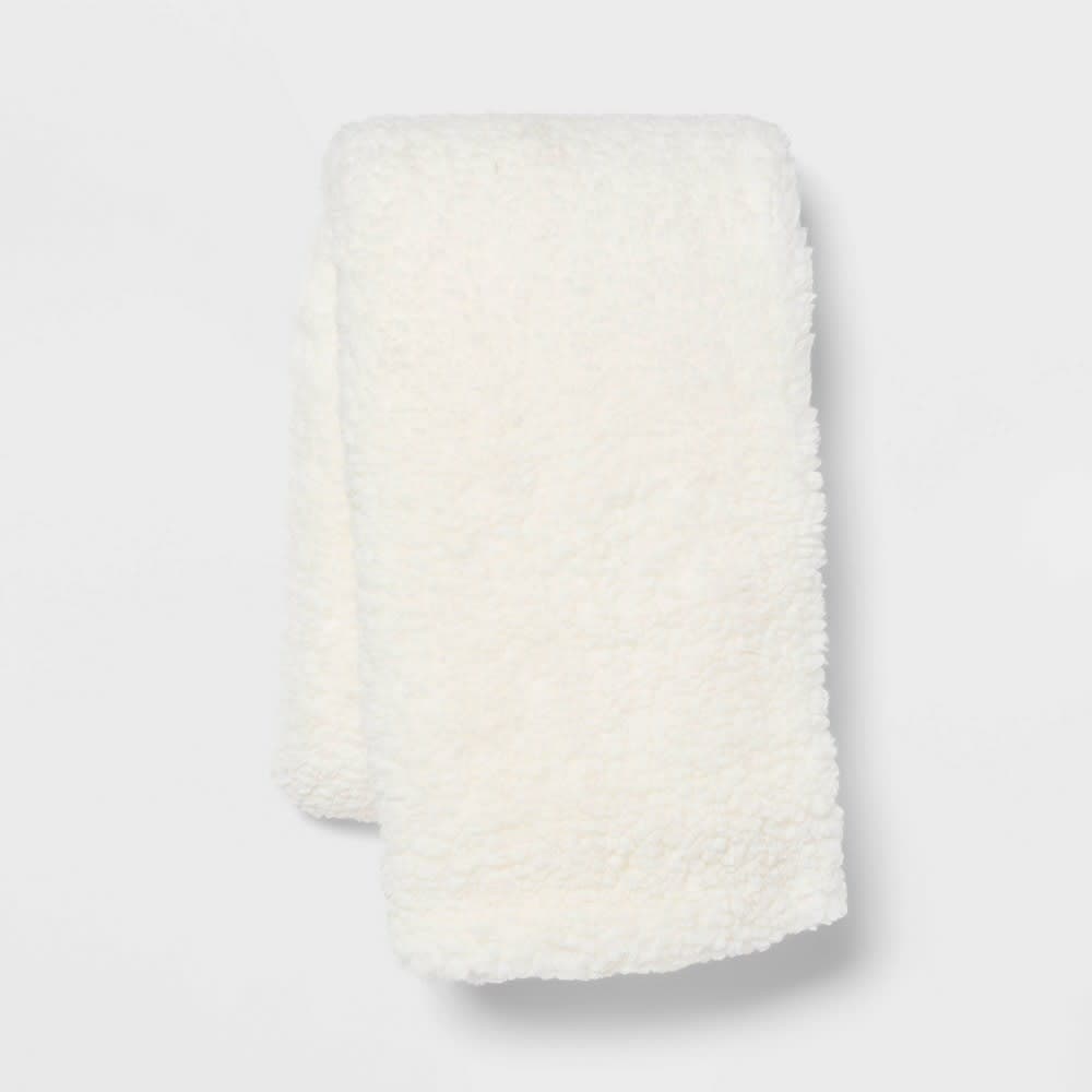 Faux Shearling Body Pillow Cover Ivory - Room Essentials™: Zippered, 100% Polyester, Machine Washable