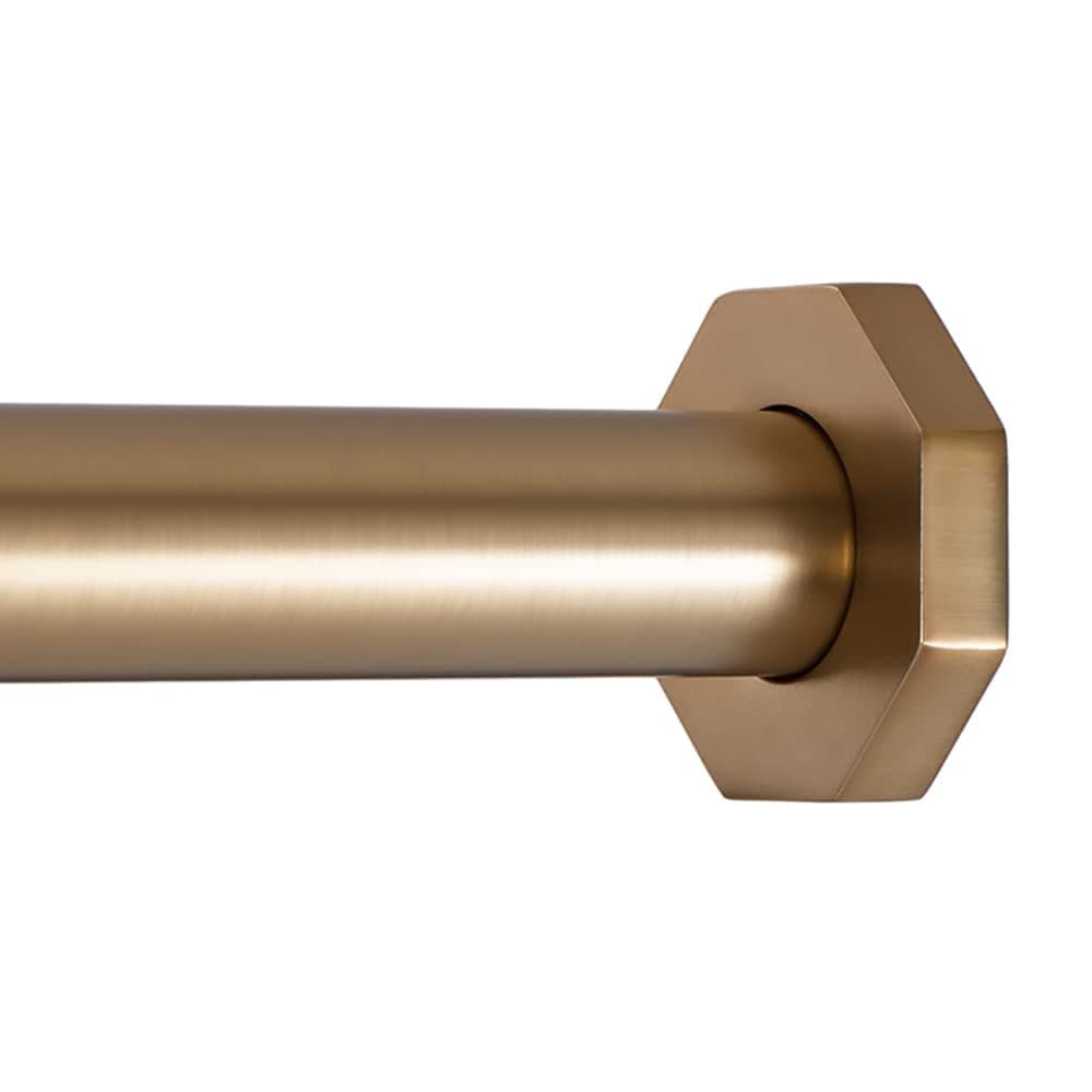 Ivilon Tension Curtain Rod - Hexagonal Spring Tension Rod for Windows or Shower, 36 to 54 Inch, Warm Gold
