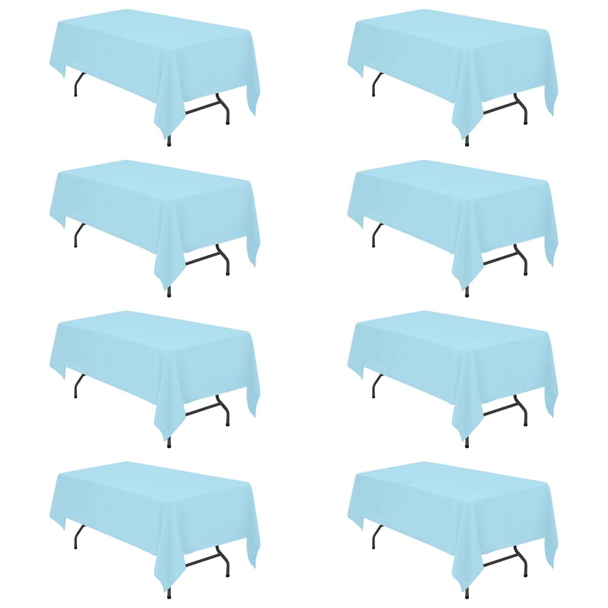 BRILLMAX 8 Pack Light Blue Tablecloths 60x102 Inch for 6ft Rectangle Tables
