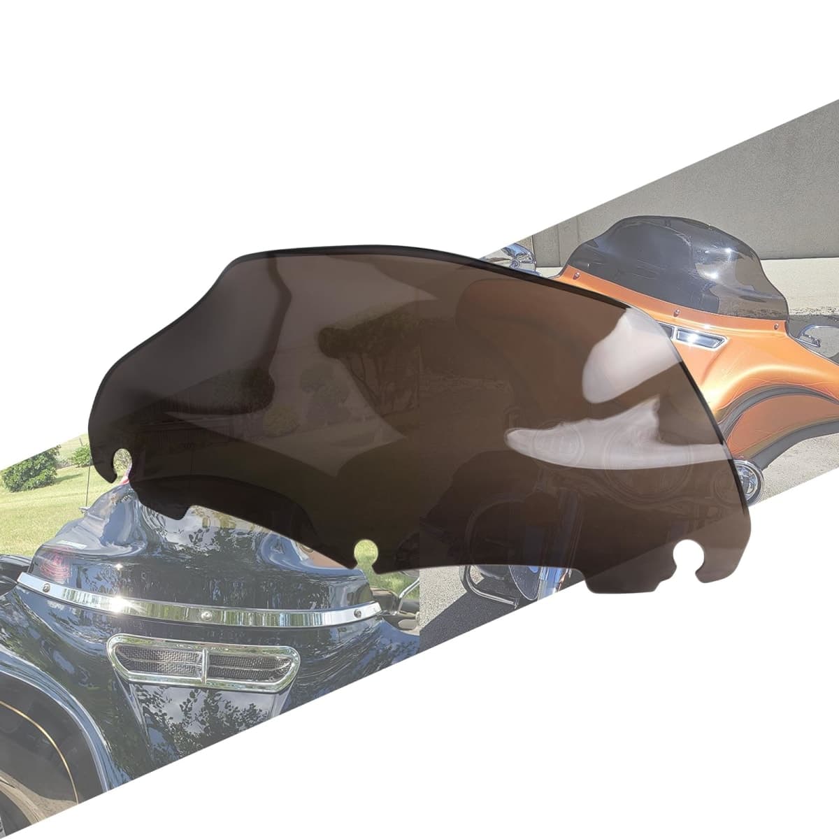 HCmotorku Motorcycle 9 inch Wave Windshield Windscreen Fit for Harley Touring Street Glide FLHX Electra Glide FLHT Ultra Limited FLHTK Tri Glide FLHTCUTG 2014-2025 (Smoke)