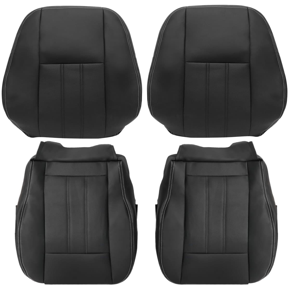 GXARTS Driver and Passenger Side Bottom and Top Lean Back Replacement Perforated Leather Seat Cover Black Compatible with Chrysler Town & Country 2011-2016 Fit for Dodge Grand Caravan 2008-2016