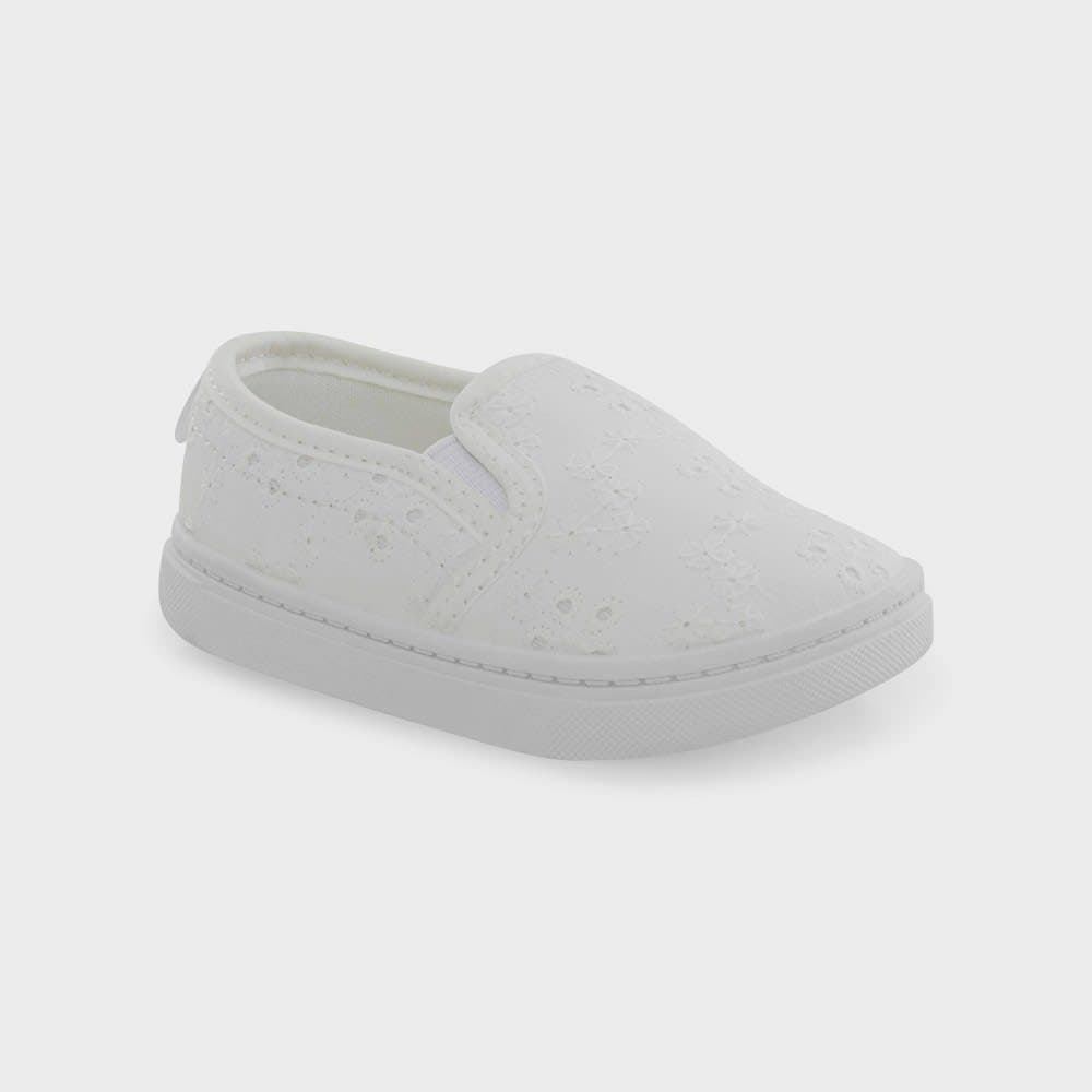 Carter's Just One You® Toddler Girls' First Walker Eyelet Slip-On Sneakers - White 4