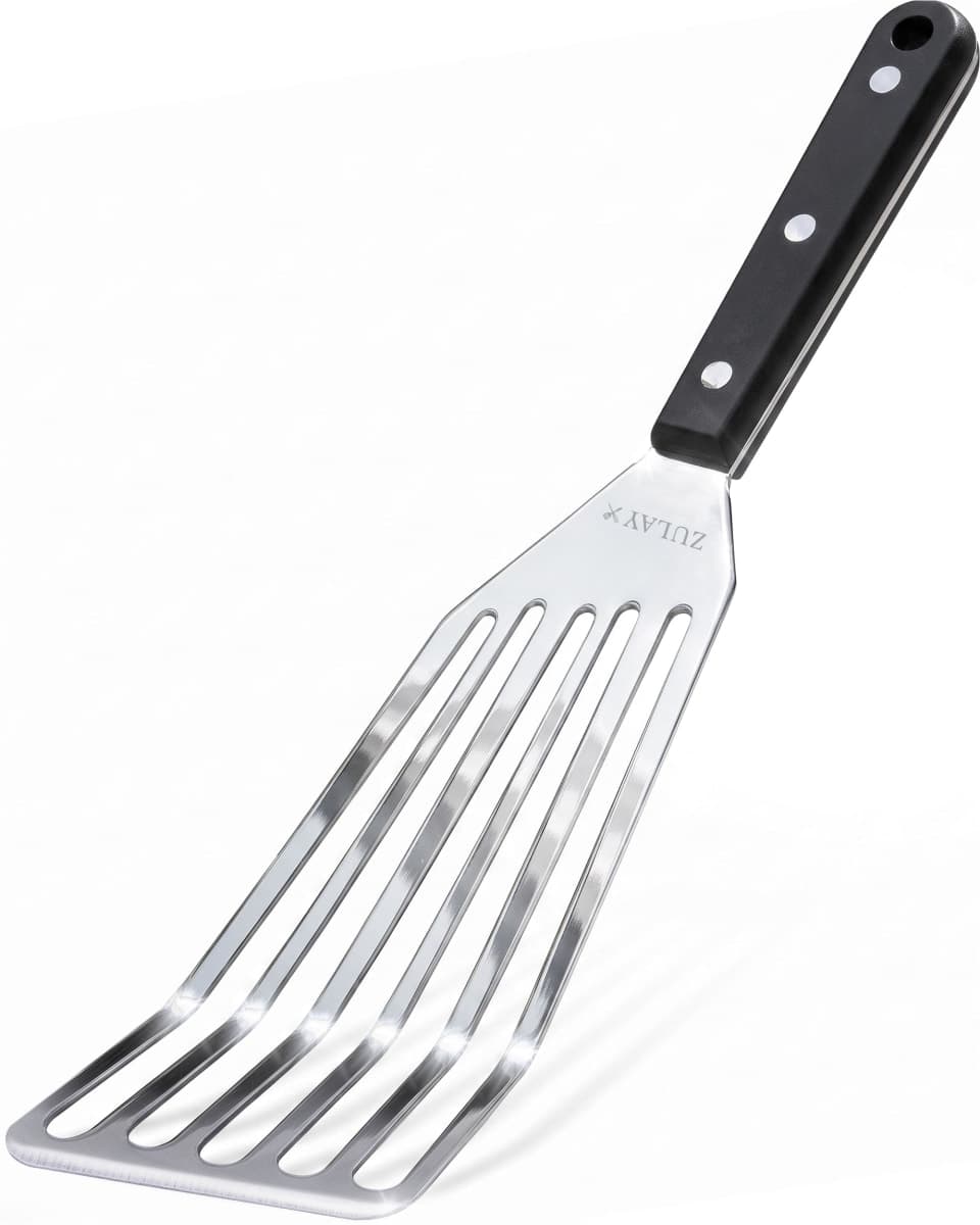 Zulay 12.4” Fish Spatula Stainless Steel - Slotted Fish Turner Spatula with Sloped Head Design - Durable and Lightweight Thin Spatula Metal for Flipping Delicate Food, Fish, Egg, Patties, Fries
