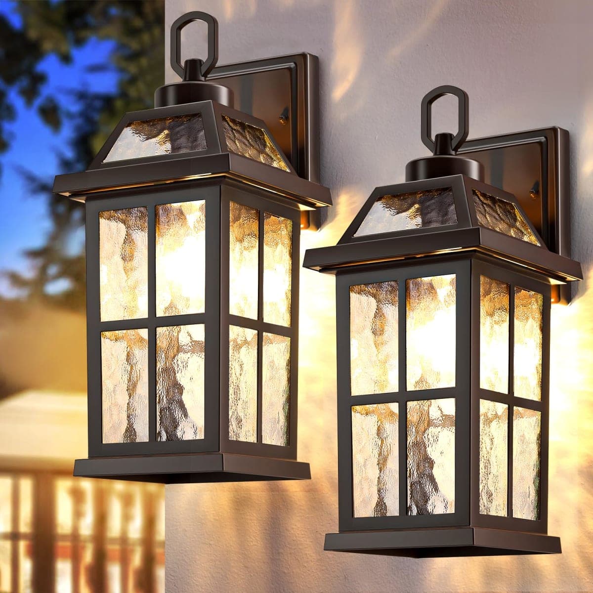14 '' Outdoor Lights for House 2 Packs, Brown Exterior Light Fixtures Porch Light Wall Mount, Waterproof Sconce Lights Outside, Modern Outdoor Lighting Wall Lanterns for House Garage Patio Front Door
