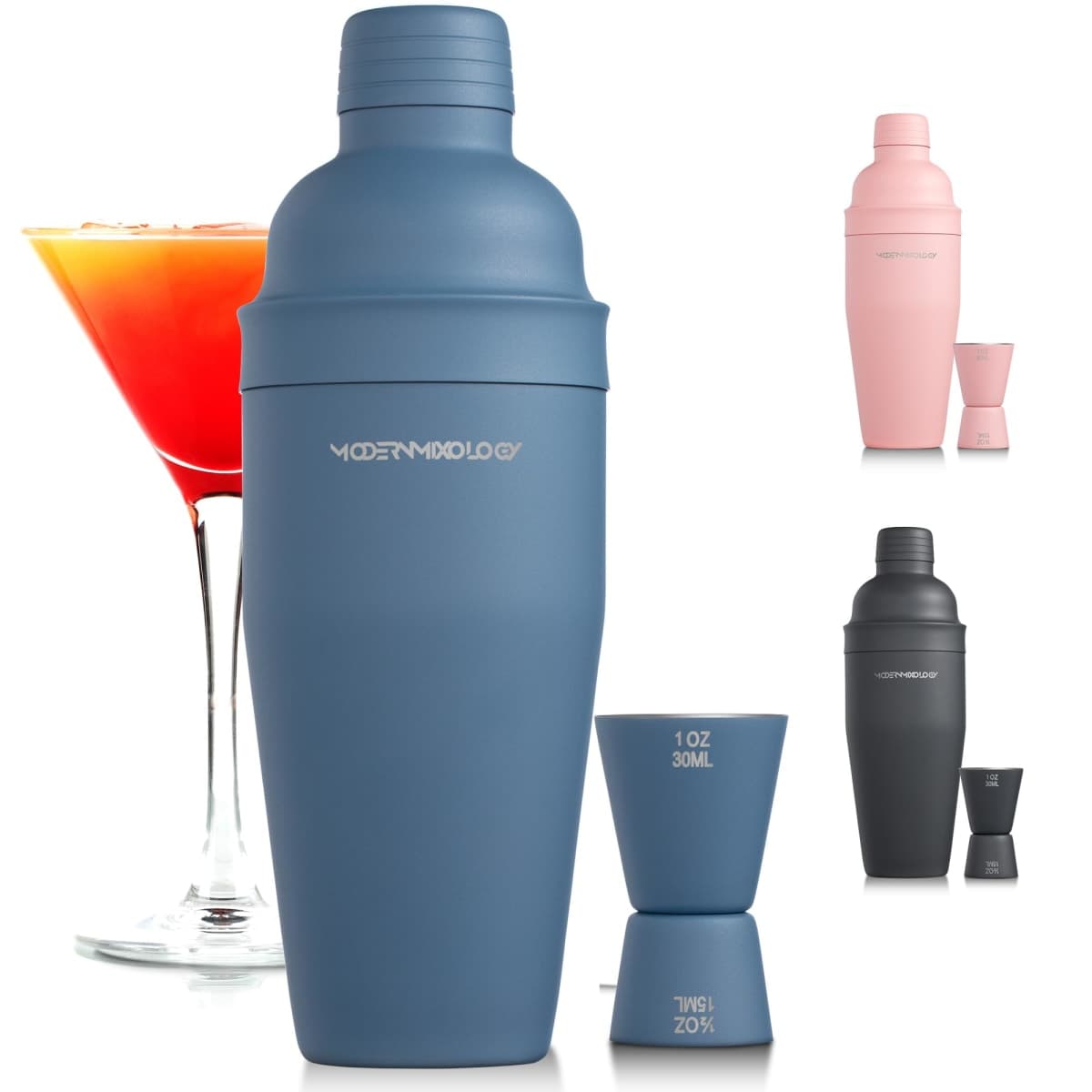 Navy Blue-Mixology Bartender Kit - 2-Piece Matte Cocktail Shaker Set