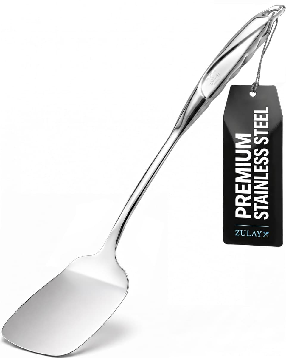 Zulay Kitchen Stainless Steel Solid Spatula - 15” Large Metal Turner for Cooking, Frying & Grilling - Durable, Heat-Resistant & Dishwasher Safe Kitchen Utensil for Everyday Use