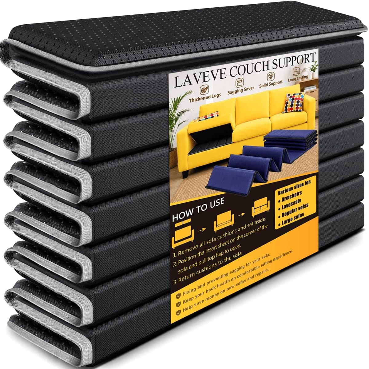 LAVEVE Heavy Duty Couch Cushion Support Board for Sagging Sofa, 24''x72'' Extra Thick Solid Wood Under Couch Insert with Anti-Slip Dots, Repair Sagging Spring Sofa and Replace Worn Cushions