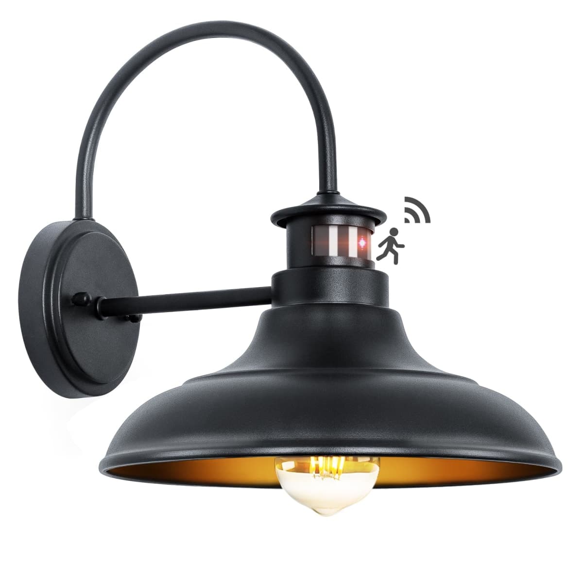 12" Motion Sensor Outdoor Barn Lights, Farmhouse Gooseneck Porch Lights