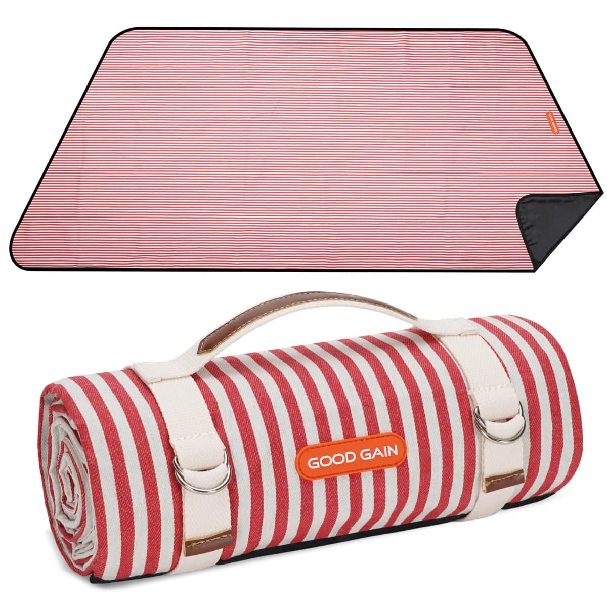 G GOOD GAIN Picnic Outdoor Blankets Waterproof Large - Beach Mat Sand Free Foldable with Carry Strap | Portable Camping Blanket | Park Blanket for Grass Park, Hiking, Travel, Concerts, Indoor (Red)