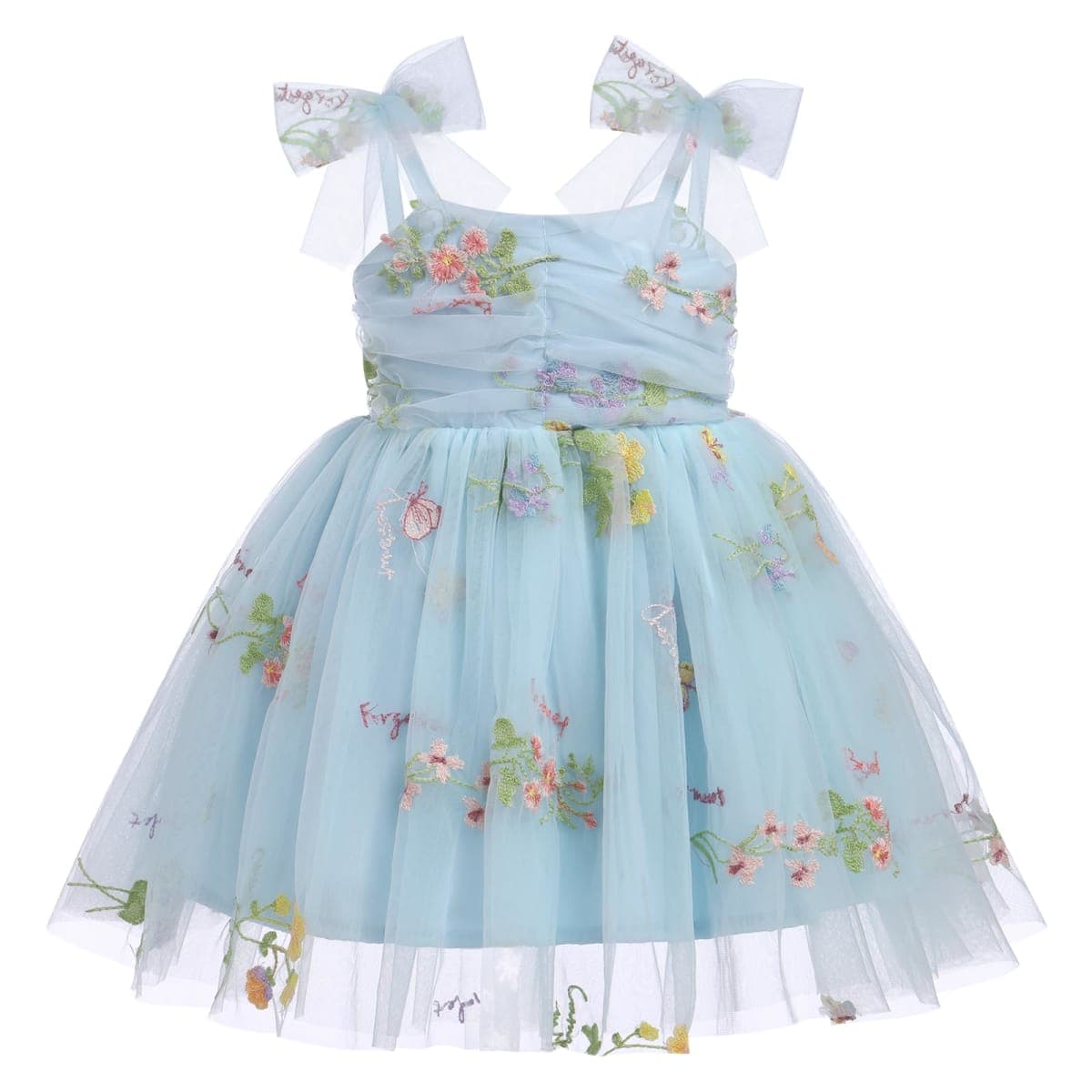 Baby Girls Tutu Dress Summer Sleeveless Backless Princess Birthday Party Dresses Sequin Ruffle Tulle Bowknot Sundress, Blue - Floral, 3-4T