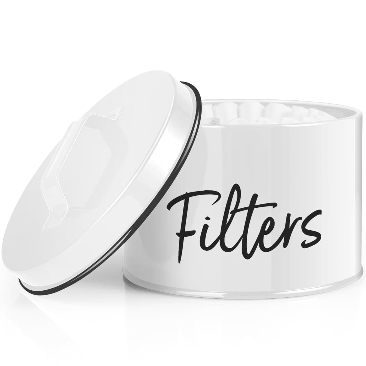 DRASTAR Coffee Filter Holder, Filter Storage with Lid for Counter, Storage Basket Container for Coffee Bar Accessories Decor, White