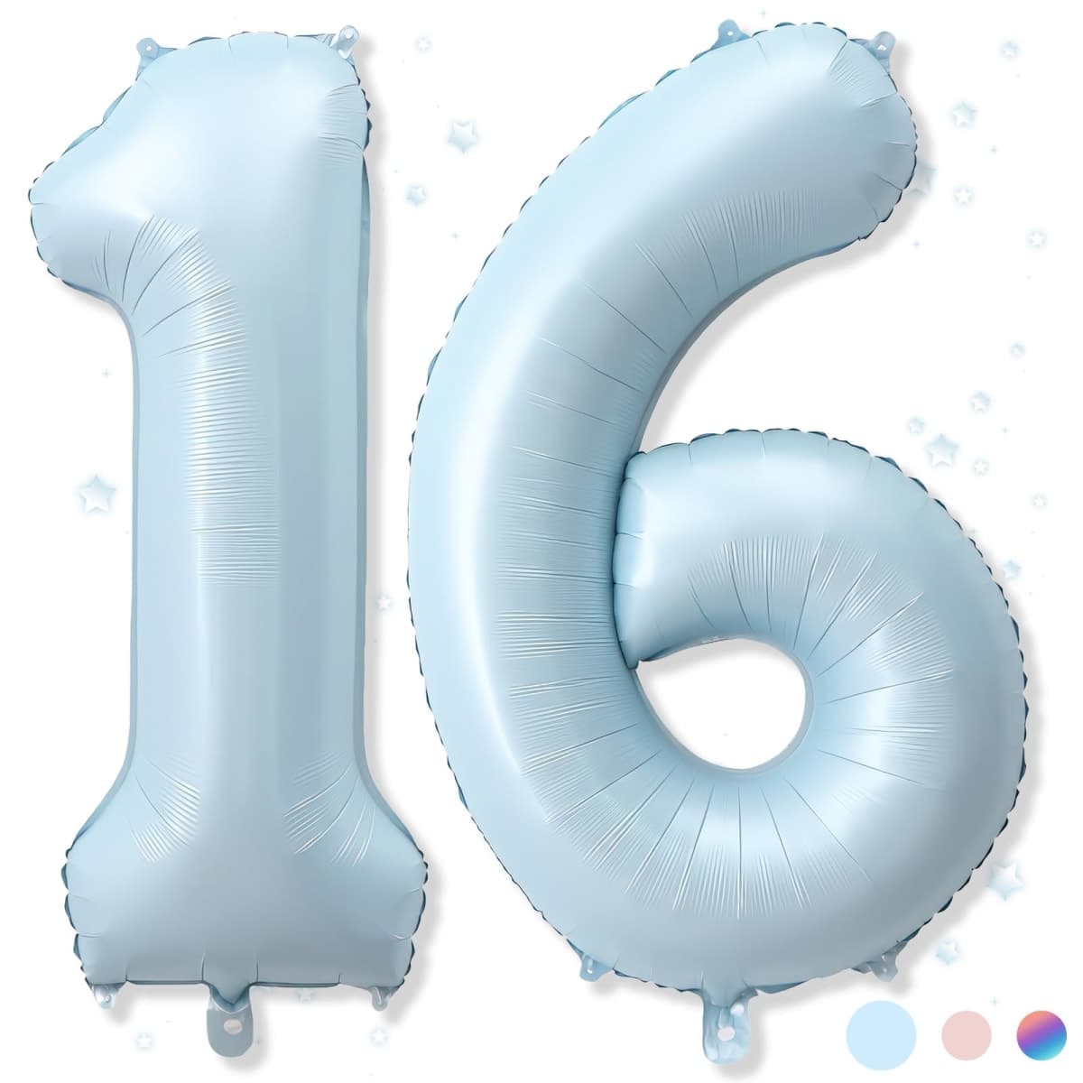 Frrova Large Number 16 Balloons Blue Foil 16 Numbers 40 Inch Giant 16th Birthday Party Decoration Sky Blue Self Inflating Balloon for Boys Men