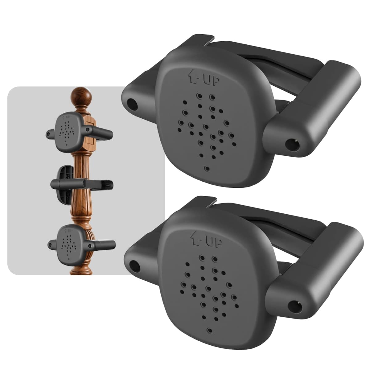 BBsecure Baby Gate Banister Adapter-2 Pack No Hole Stairway Safety Adapter, Compatible with Mesh & Metal Gates (Black)